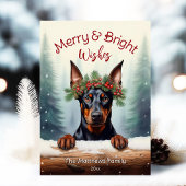 Rustieke Doberman Pinscher Kerst Pet Portret Feestdagenkaart