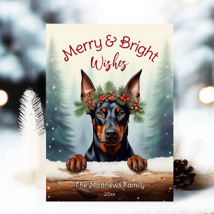 Rustieke Doberman Pinscher Kerst Pet Portret Feestdagenkaart