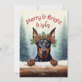 Rustieke Doberman Pinscher Kerst Pet Portret Feestdagenkaart (Voorkant)