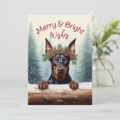Rustieke Doberman Pinscher Kerst Pet Portret Feestdagenkaart (Staand voorkant)