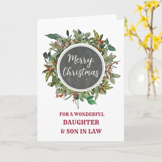 Rustieke dochter & Zoon in de wet Vrolijk Kerstfee Kaart (Gele Bloem)