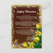 Rustieke donker hout geel bloemen veiligheidsmaatr informatiekaartje (Voorkant)