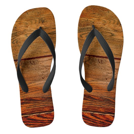 Rustieke  Donker Hout Graan Plank Look Teenslippers (Voetbed)