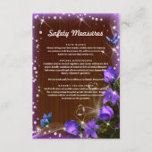 Rustieke donker hout Paarse bloemen veiligheidsmaa Informatiekaartje (Voorkant)