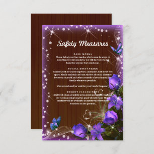 Rustieke donker hout Paarse bloemen veiligheidsmaa Informatiekaartje