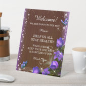 Rustieke donker hout Paarse bloemenbruiloft veilig Reclamebord Met Voetstuk (Insitu)