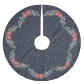 Rustieke donkerblauwe besneeuwde kerstballen besse kerstboom rok (Voorkant)