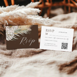 Rustieke donkerbruine aquarel bloemenuitnodiging R RSVP Kaartje