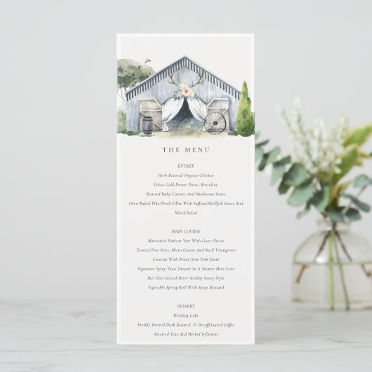 Rustieke donkere boerenerf boerderij thema trouwme menu (Staand voorkant)
