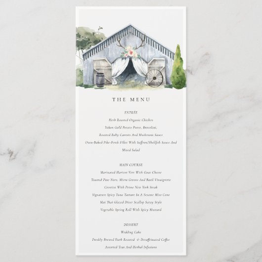 Rustieke donkere boerenerf boerderij thema trouwme menu (Voorkant)