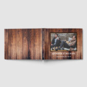 Rustieke donkere hout bruid en bruidegom foto brui gastenboek (Volledig)