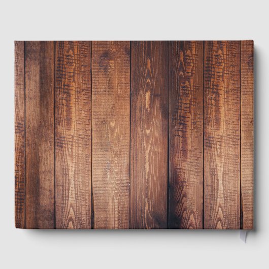 Rustieke donkere hout bruid en bruidegom foto brui gastenboek (Achterkant)