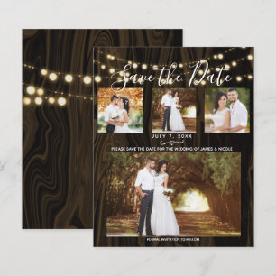 Rustieke donkere hout en lichten 4 foto's Save the