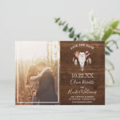 Rustieke donkere hout gewei foto opslaan van de da kaart (Staand voorkant)