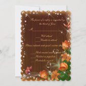 Rustieke donkere houten bloem vlinder bruiloft rea kaart (Voorkant)