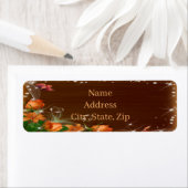 Rustieke donkere houten bloem vlinder trouwadres etiket (Insitu)