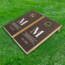 Rustieke donkere houten monogram huwelijksfamilie