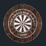 Rustieke donkere houten planken familienaam Dart B Dartbord<br><div class="desc">Rustieke donkere houten planken familienaam Dart Board</div>