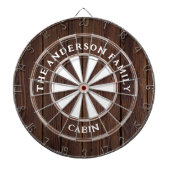 Rustieke donkere houten planken familienaam Dart B Dartbord (Voorkant)