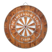 Rustieke donkere houten planken familienaam Dart B Dartbord (Voorkant)