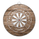 Rustieke donkere houten planken familienaam Dart B Dartbord (Voorkant)