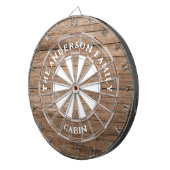 Rustieke donkere houten planken familienaam Dart B Dartbord (Voorkant Rechts)