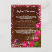 Rustieke donkere houten roze bloem veiligheidsmaat informatiekaartje (Voorkant)