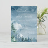 Rustieke donkere schemerblauw Waterverf bruiloft r Kaart (Staand voorkant)