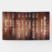 Rustieke donkere schuur hout Bruiloft programma Spandoek (Horizontaal)