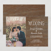 Rustieke donkere schuur hout foto land Bruiloft Kaart (Voorkant / Achterkant)