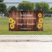 Rustieke donkere schuur hout zonnebloem Welkom bru Spandoek (Insitu)