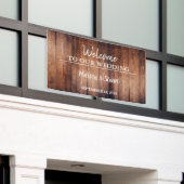Rustieke donkere schuur houten Welkom bruiloft Spandoek (Buitenkant Gebouw)