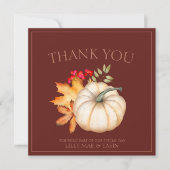 Rustieke donkere terracotta herfst Herfst pompoen  Bedankkaart (Voorkant)