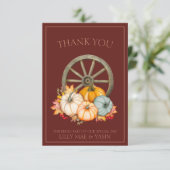 Rustieke donkere terracotta herfst Herfst pompoen  Bedankkaart (Staand voorkant)