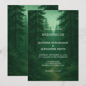 Rustieke donkergroene bos bruiloft kaart (Voorkant / Achterkant)