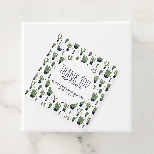 Rustieke Donkergroene Cactus Desert Patroon Bruilo Bedankjes Labels (In situ)
