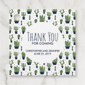 Rustieke Donkergroene Cactus Desert Patroon Bruilo Bedankjes Labels (Voorkant)