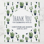 Rustieke Donkergroene Cactus Desert Patroon Bruilo Wijn Etiket (Enkel label)