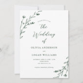 Rustieke Donkergroene Wildflower Boho Wedding Kaart (Voorkant)