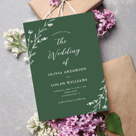 Rustieke Donkergroene Wildflower Boho Wedding Kaart