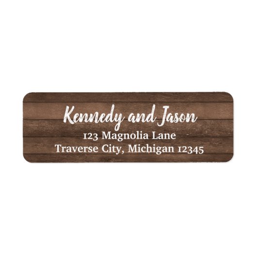 Rustieke donkerhouten witte Adresetiketten Etiket (Voorkant)