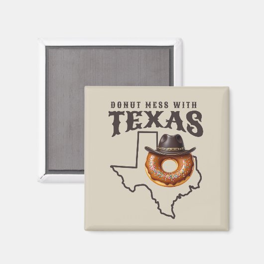 Rustieke donut puinhoop met texas souvenir magneet (Voorkant / Achterkant)