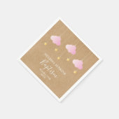 Rustieke doop doopsel roze wolken gouden sterren servet (Hoek)