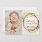 Rustieke doop foto bos herfst loof kaart (Voorkant)