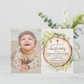 Rustieke doop foto bos herfst loof kaart (Staand voorkant)