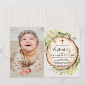 Rustieke doop foto bos herfst loof kaart (Voorkant / Achterkant)