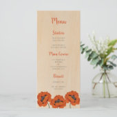 Rustieke Doop Meisje Klaprozen Hout Rood Handgesch Menu (Staand voorkant)