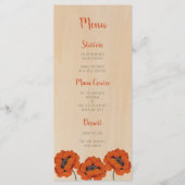 Rustieke doop meisje klaprozen hout rood handschri menu (Voorkant)