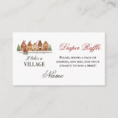 Rustieke Dorpshuizen Winter Baby shower Luier Informatiekaartje (Voorkant)