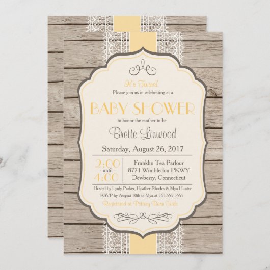  rustieke doucheuitnodiging, Baby of bruids Kaart (Voorkant / Achterkant)